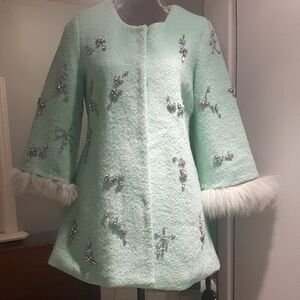 STUNNING🥗VintageMint Green Embellished Women's Coat